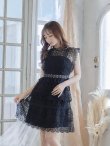 画像4: XS-Lサイズあり【SETTAN/セッタン】ケミカルレース/ ボートネック/ ノースリーブ/ワンピース/ミニドレス/ キャバドレス[OF2] (4)