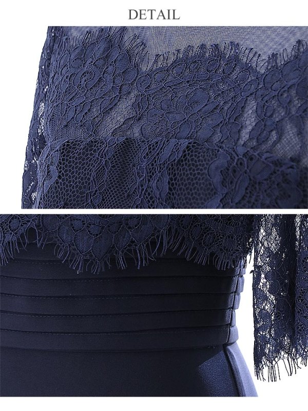 画像14: XS-Lサイズあり【SETTAN/セッタン】ワンカラー/ レース切替/ 袖あり/ 半袖/ ロング/ キャバドレス long[OF2] (14)