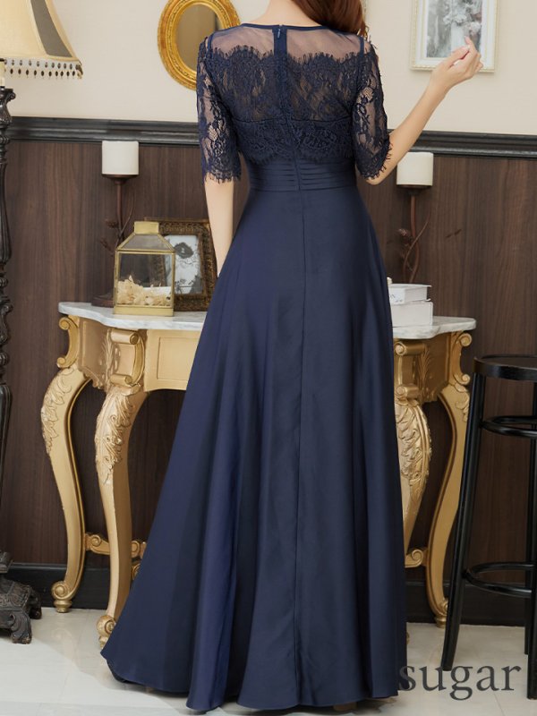 画像9: XS-Lサイズあり【SETTAN/セッタン】ワンカラー/ レース切替/ 袖あり/ 半袖/ ロング/ キャバドレス long[OF2] (9)