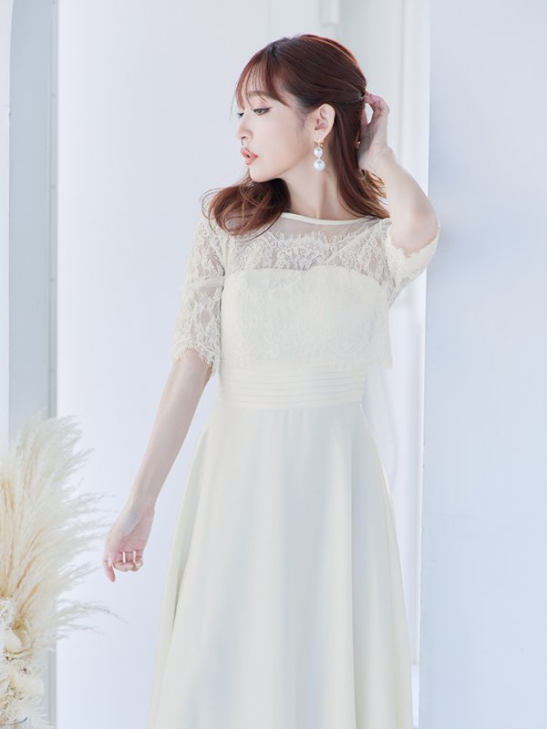 画像21: XS-Lサイズあり【SETTAN/セッタン】ワンカラー/ レース切替/ 袖あり/ 半袖/ ロング/ キャバドレス long[OF2] (21)