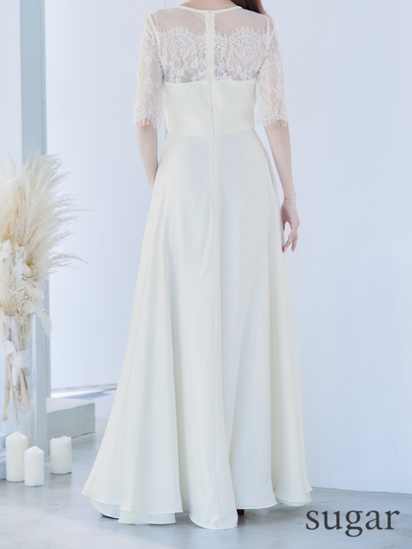 画像24: XS-Lサイズあり【SETTAN/セッタン】ワンカラー/ レース切替/ 袖あり/ 半袖/ ロング/ キャバドレス long[OF2] (24)