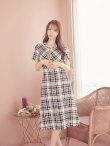 画像11: XS-Lサイズあり【SETTAN/セッタン】ツイード/ 半袖/ 袖あり/ フロントジップ/ ワンピース/ ミディアム/ミニドレス/ キャバドレス[OF2] (11)