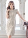 画像4: XS-Lサイズあり【SETTAN/セッタン】チェック/ ボートネック/ ショートスリーブ/ ミディアム丈/ ワンピース/ 胸閉じ/ミニドレス/ キャバドレス[OF2] (4)