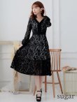 画像7: XS-Lサイズあり【SETTAN/セッタン】総レース/ Vネック/ 長袖/ 袖あり/ Aライン/ ミディアム丈/ ワンピース/ キャバドレス[OF2] (7)