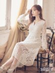 XS-Lサイズあり【SETTAN/セッタン】総レース/ Vネック/ 長袖/ 袖あり/ Aライン/ ミディアム丈/ ワンピース/ ミニドレス/ キャバドレス　ホワイト