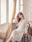 画像13: XS-Lサイズあり【SETTAN/セッタン】総レース/ Vネック/ 長袖/ 袖あり/ Aライン/ ミディアム丈/ ワンピース/ キャバドレス[OF2] (13)