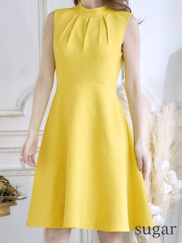 画像18: XS-Lサイズあり 【GINZA COUTURE/銀座クチュール】ノースリーブ/ ハイネック/ ワンカラー/ 膝丈/ ミディアム/ フレア/ ワンピース/ キャバドレス[OF2] (18)