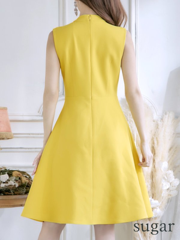 画像19: XS-Lサイズあり 【GINZA COUTURE/銀座クチュール】ノースリーブ/ ハイネック/ ワンカラー/ 膝丈/ ミディアム/ フレア/ ワンピース/ キャバドレス[OF2] (19)