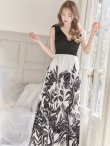 画像6: XS-Lサイズあり【SETTAN/セッタン】ボタニカルプリント/ リボン/ Aライン/ ノースリーブ/ ワンピース/ キャバドレス/ ロングドレス long[OF2] (6)