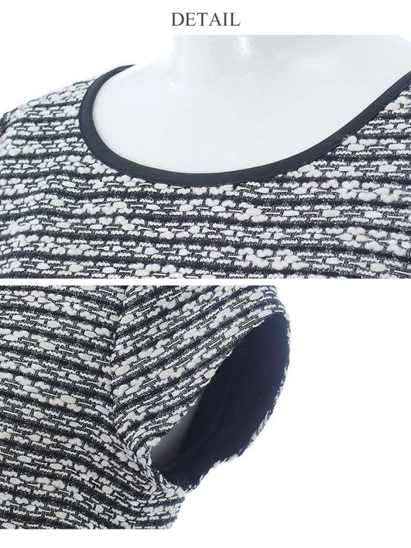 画像12: 門りょうちゃん着用【SETTAN/セッタン】 ツイード/ 半袖/ タイト/ ワンピース/ ひざ丈/ ミディアムドレス/ キャバドレス[OF2] (12)