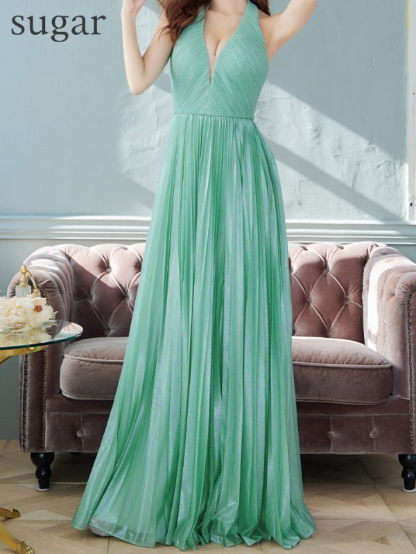 画像8: 【SETTAN/セッタン】ラメ/ プリーツ/ アメスリ/ シンプル/ Aライン/ ロングドレス / キャバドレス long[OF2] (8)