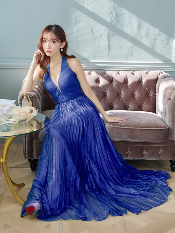 画像16: 【SETTAN/セッタン】ラメ/ プリーツ/ アメスリ/ シンプル/ Aライン/ ロングドレス / キャバドレス long[OF2] (16)