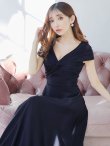 画像5: XS-Lサイズあり【SETTAN/セッタン】ワンカラー/ Vネック/ 袖あり/ 半袖/ Aライン/ ロング/ キャバドレス long[OF2] (5)