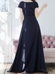 画像9: XS-Lサイズあり【SETTAN/セッタン】ワンカラー/ Vネック/ 袖あり/ 半袖/ Aライン/ ロング/ キャバドレス long[OF2] (9)