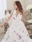 画像13: XS-Lサイズあり【SETTAN/セッタン】フラワープリント/ シフォン/ Vネック/ ノースリーブ/ Aライン/ フレア/ ロングドレス / キャバドレス long[OF2] (13)