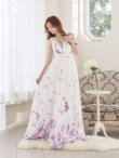 画像15: XS-Lサイズあり【SETTAN/セッタン】フラワープリント/ シフォン/ Vネック/ ノースリーブ/ Aライン/ フレア/ ロングドレス / キャバドレス long[OF2] (15)