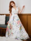 画像4: XS-Lサイズあり【SETTAN/セッタン】フラワープリント/ シフォン/ Vネック/ ノースリーブ/ Aライン/ フレア/ ロングドレス / キャバドレス long[OF2] (4)