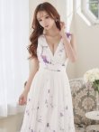 画像16: XS-Lサイズあり【SETTAN/セッタン】フラワープリント/ シフォン/ Vネック/ ノースリーブ/ Aライン/ フレア/ ロングドレス / キャバドレス long[OF2] (16)