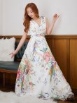 画像5: XS-Lサイズあり【SETTAN/セッタン】フラワープリント/ シフォン/ Vネック/ ノースリーブ/ Aライン/ フレア/ ロングドレス / キャバドレス long[OF2] (5)