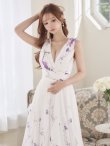 画像17: XS-Lサイズあり【SETTAN/セッタン】フラワープリント/ シフォン/ Vネック/ ノースリーブ/ Aライン/ フレア/ ロングドレス / キャバドレス long[OF2] (17)