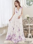 画像18: XS-Lサイズあり【SETTAN/セッタン】フラワープリント/ シフォン/ Vネック/ ノースリーブ/ Aライン/ フレア/ ロングドレス / キャバドレス long[OF2] (18)