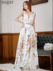 画像7: XS-Lサイズあり【SETTAN/セッタン】フラワープリント/ シフォン/ Vネック/ ノースリーブ/ Aライン/ フレア/ ロングドレス / キャバドレス long[OF2] (7)