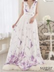 画像19: XS-Lサイズあり【SETTAN/セッタン】フラワープリント/ シフォン/ Vネック/ ノースリーブ/ Aライン/ フレア/ ロングドレス / キャバドレス long[OF2] (19)