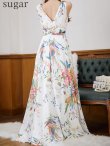 画像9: XS-Lサイズあり【SETTAN/セッタン】フラワープリント/ シフォン/ Vネック/ ノースリーブ/ Aライン/ フレア/ ロングドレス / キャバドレス long[OF2] (9)