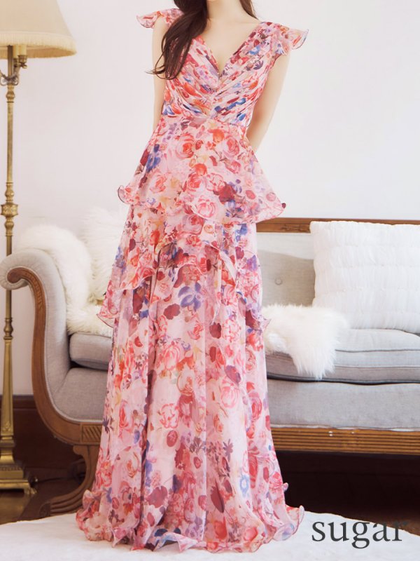 ベージュxピンク モデル:ゆめ 身長:160cm 着用サイズ:7号(Sサイズ)