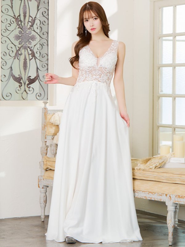 画像8: XS-Lサイズあり【SETTAN/セッタン】スパンコール/ ビーズ刺繍/ シアー/ ノースリーブ/ フレア/ Aライン/ ロングドレス / キャバドレス long[OF2] (8)