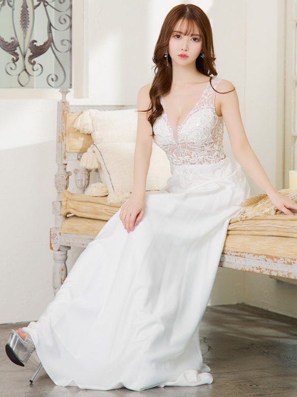 画像9: XS-Lサイズあり【SETTAN/セッタン】スパンコール/ ビーズ刺繍/ シアー/ ノースリーブ/ フレア/ Aライン/ ロングドレス / キャバドレス long[OF2] (9)