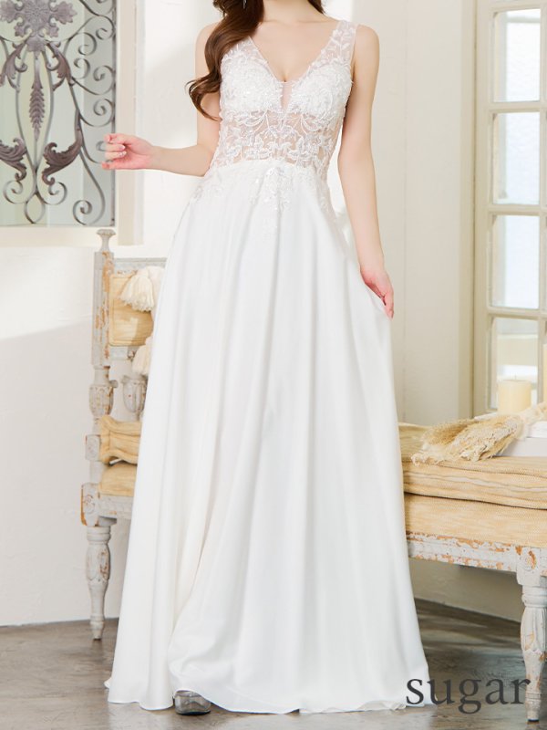 画像14: XS-Lサイズあり【SETTAN/セッタン】スパンコール/ ビーズ刺繍/ シアー/ ノースリーブ/ フレア/ Aライン/ ロングドレス / キャバドレス long[OF2] (14)