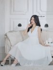 画像4: XS-Lサイズあり【SETTAN/セッタン】カシュクールデザイン/ Vネック/ ノースリーブ/ 膝丈/ プリーツ/ Aライン/ フレア/ ワンピース/ ミディアムドレス/ キャバドレス[OF2] (4)