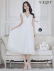 画像8: XS-Lサイズあり【SETTAN/セッタン】カシュクールデザイン/ Vネック/ ノースリーブ/ 膝丈/ プリーツ/ Aライン/ フレア/ ワンピース/ ミディアムドレス/ キャバドレス[OF2] (8)