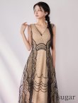 ベージュxブラック モデル：まおちゃる　身長：158cm　着用サイズ：7号(Sサイズ)