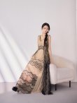 ベージュxブラック モデル：まおちゃる　身長：158cm　着用サイズ：7号(Sサイズ)