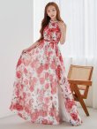 画像5: XS-Lサイズあり【SETTAN/セッタン】フラワー柄/ プリント/ シフォン/ アメスリ/ スリット/ Aライン/ ワンピース/ ロングドレス/ キャバドレス[OF2] (5)