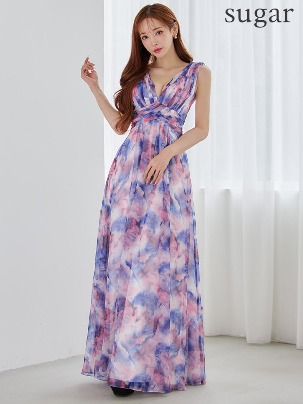 ブルー　モデル：真優川咲　身長：158cm　着用サイズ：7号(Sサイズ)