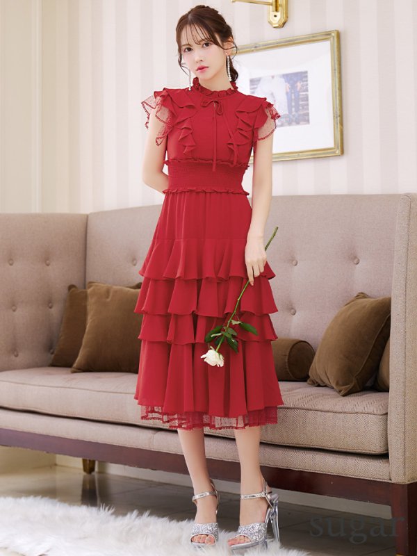 ワインレッド モデル：ゆめ　身長：160cm:7号(Sサイズ)