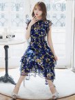 画像15: XS-Lサイズあり【SETTAN/セッタン】フラワープリント/ ノースリーブ/ ティアード/ フリル/ Aライン/ フレア/ 膝丈/ ミディアムドレス/ キャバドレス[OF2] (15)