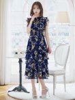 画像17: XS-Lサイズあり【SETTAN/セッタン】フラワープリント/ ノースリーブ/ ティアード/ フリル/ Aライン/ フレア/ 膝丈/ ミディアムドレス/ キャバドレス[OF2] (17)