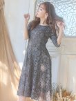 画像4: 【Lサイズあり】【SETTAN/セッタン】フラワーレース/ボートネック /ラメ /半袖 / ミディアム丈/ ワンピース/ ミニドレス/ キャバドレス[OF2] (4)