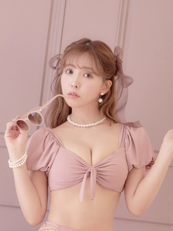 画像8: 【即日発送】【ビキニ】【水着】袖ありギャザーハイウエストビキニ[YMT] (8)