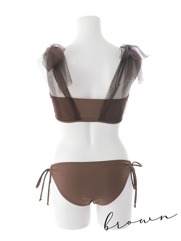 画像48: 【即日発送】【ビキニ】【水着】チュールリボン バストアップ ビキニ 2点セット[YMT] (48)