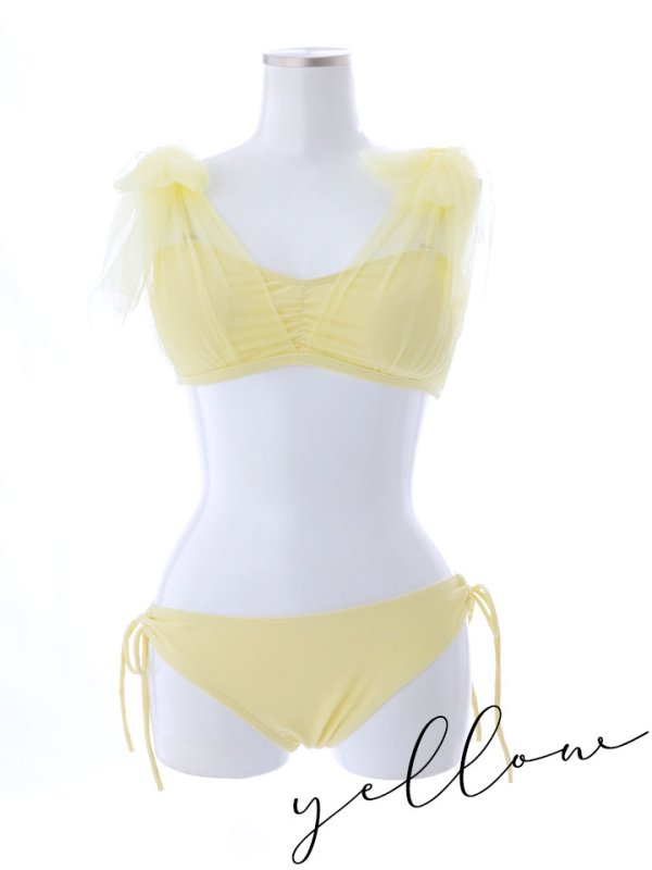 画像39: 【即日発送】【ビキニ】【水着】チュールリボン バストアップ ビキニ 2点セット[YMT] (39)