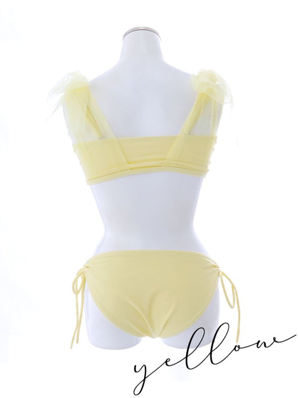 画像40: 【即日発送】【ビキニ】【水着】チュールリボン バストアップ ビキニ 2点セット[YMT] (40)