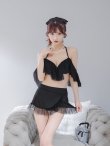 画像22: 【即日発送】【ビキニ】ドットシアーオフショルスカート付きビキニ 3点セット【水着】[YMT] (22)