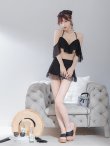 画像24: 【即日発送】【ビキニ】ドットシアーオフショルスカート付きビキニ 3点セット【水着】[YMT] (24)