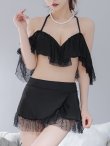 画像28: 【即日発送】【ビキニ】ドットシアーオフショルスカート付きビキニ 3点セット【水着】[YMT] (28)