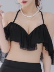 画像30: 【即日発送】【ビキニ】ドットシアーオフショルスカート付きビキニ 3点セット【水着】[YMT] (30)